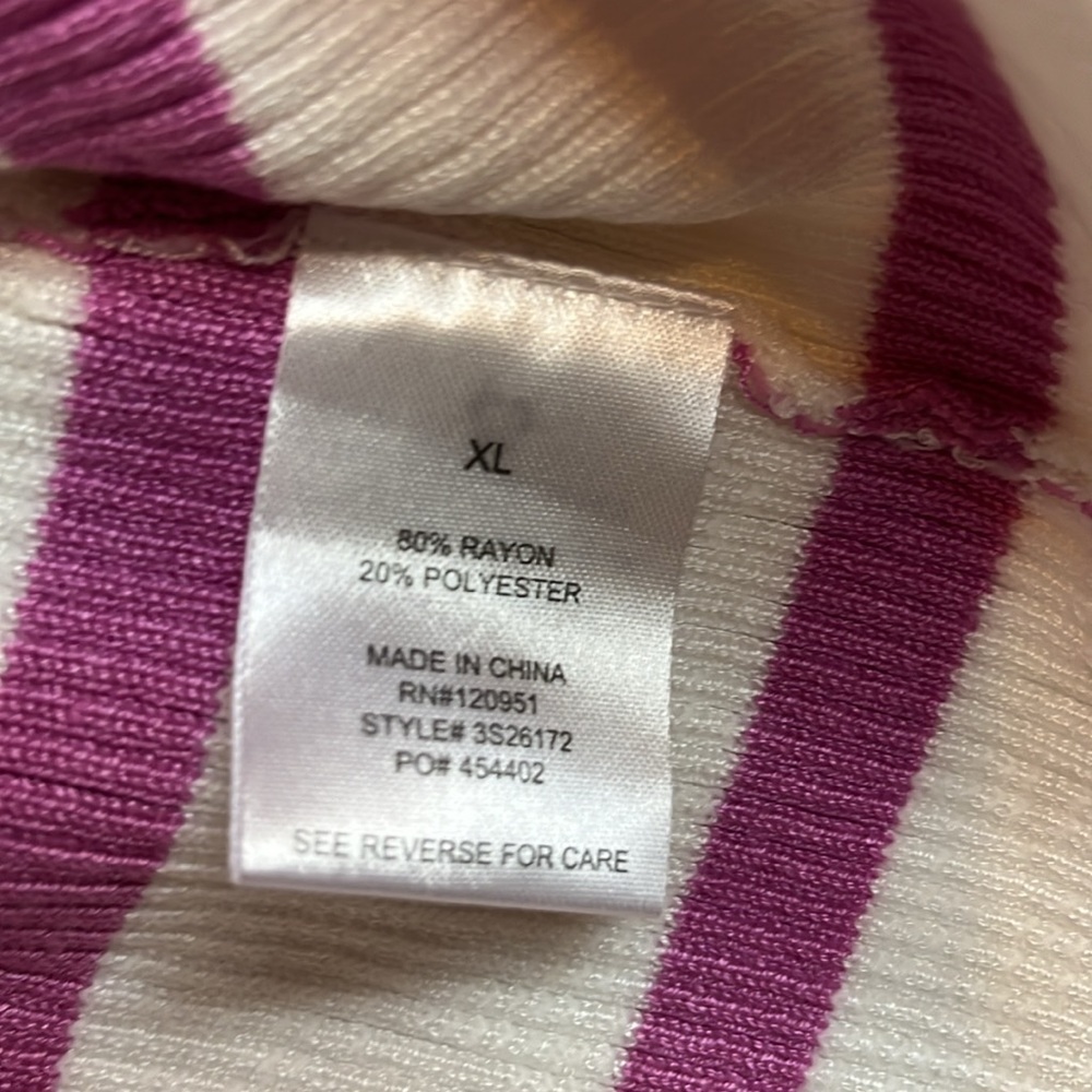 NWT PINK ROSE PINK AND WHITE STRIPED SQUARE NECK SWEATER XL - Picture 6 of 8